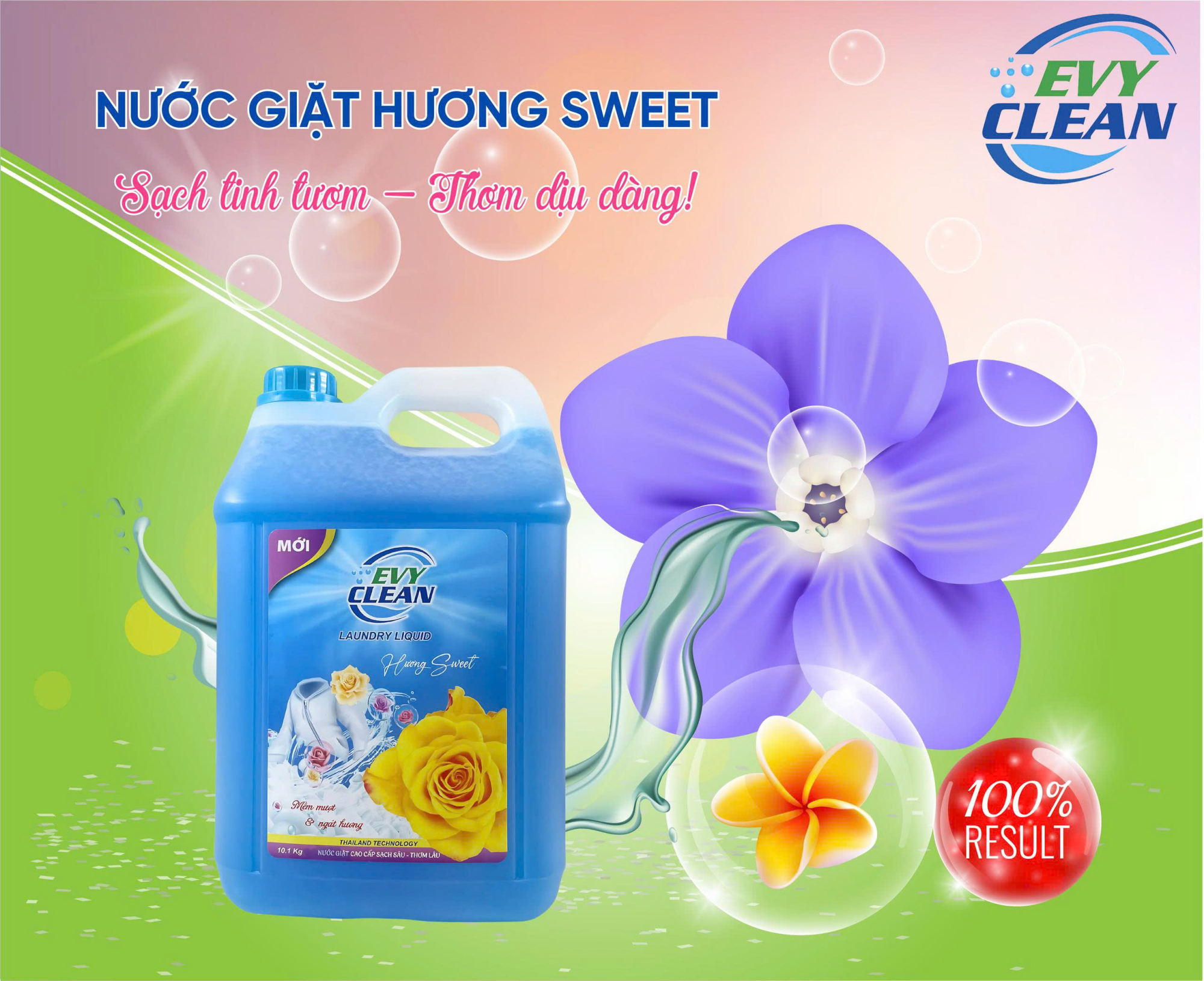 Can Nước Giặt EvyClean Hương Sweet -can 10L- Hàng Việt Nam