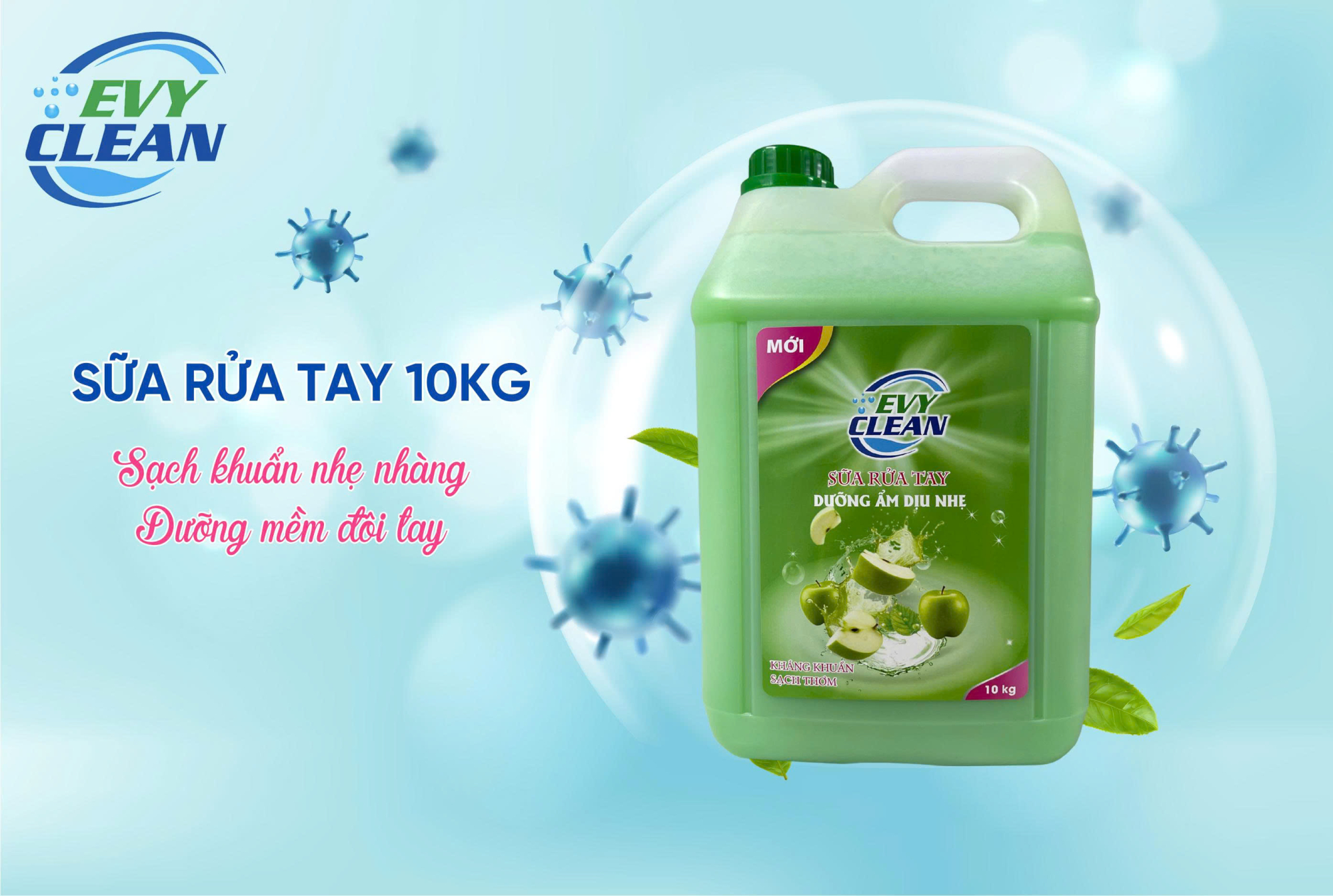 Sữa Rửa Tay EvyClean Hương Táo Can 10L – Sạch Khuẩn, Mềm Da, Hương Thơm Mát