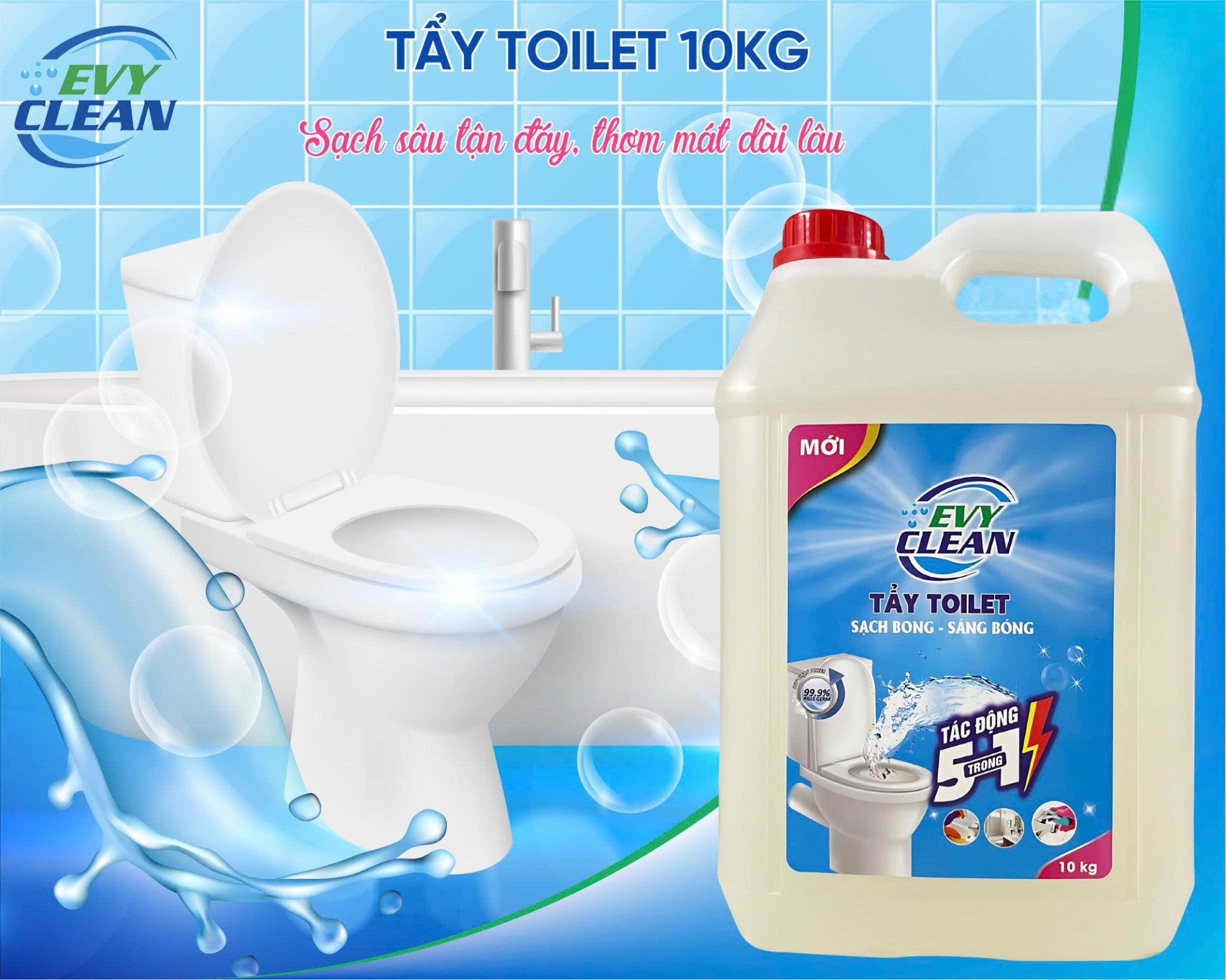Nước Tẩy Toilet EvyClean Can 10L – Khử Khuẩn Mạnh, Thơm Mát, Tiết Kiệm